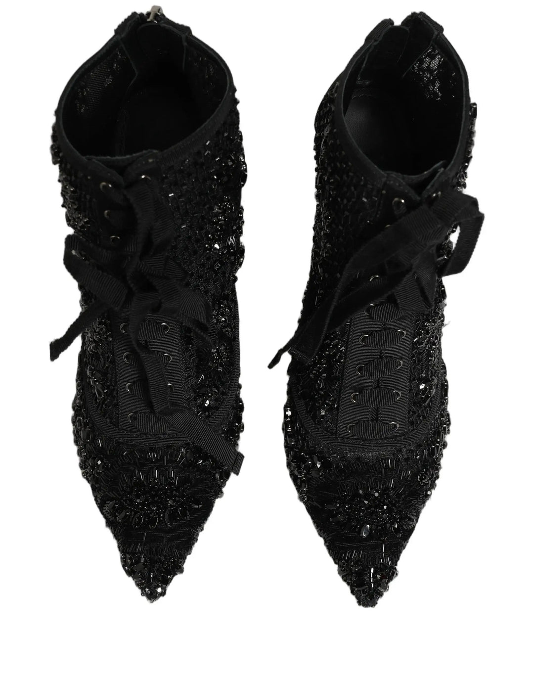 Dolce & Gabbana Sample Sale | Dolce & Gabbana Black Embellished Mesh Ankle Boots Shoes - | Designer outlet