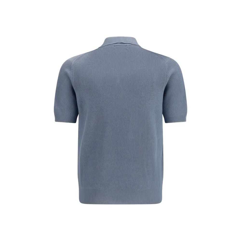 Brunello Cucinelli Sample Sale | Brunello Cucinelli Blue Cotton Polo Shirt - | Designer outlet