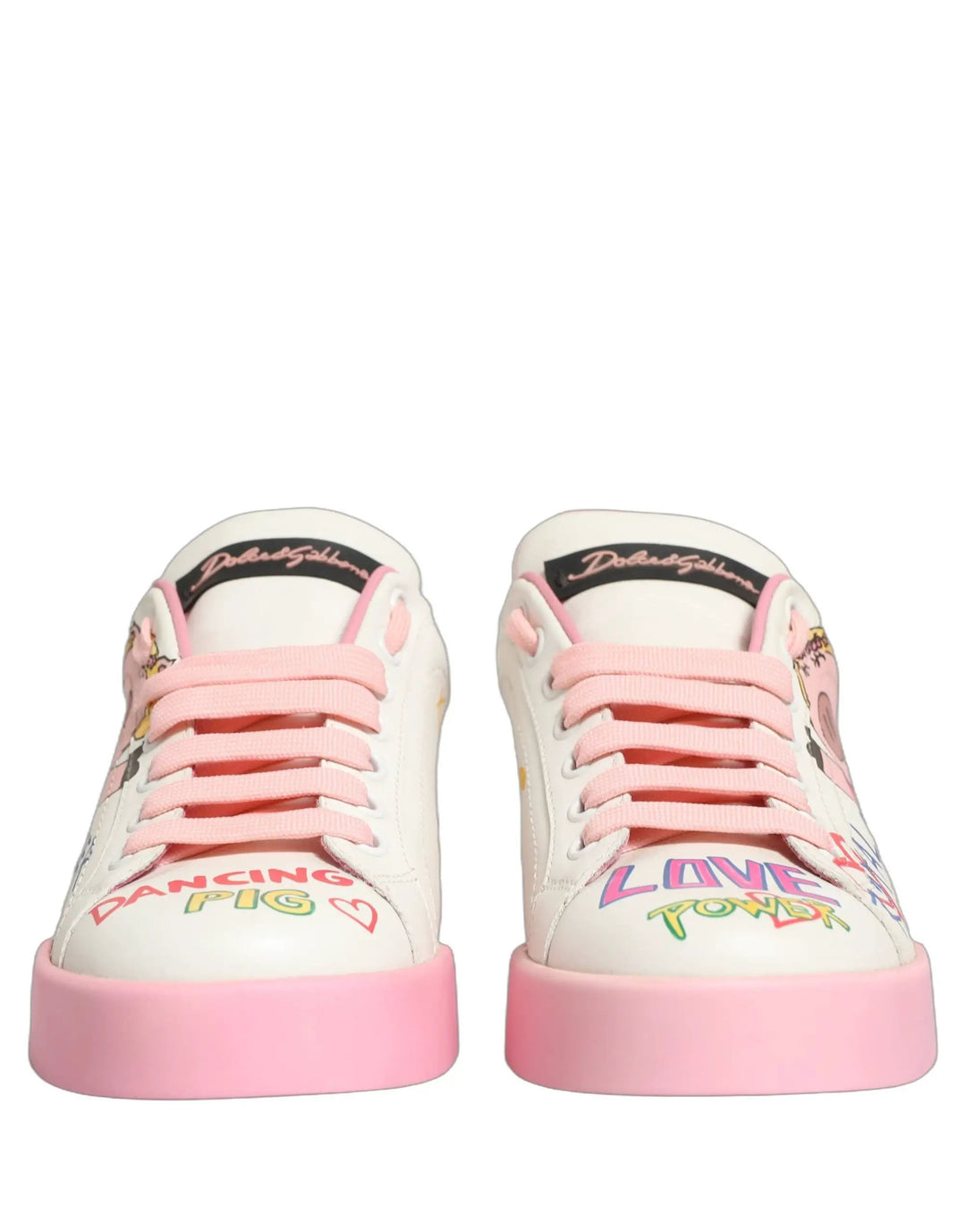 Dolce & Gabbana Sample Sale | Dolce & Gabbana White Pink Portofino Royal Pig Sneakers Shoes - | Designer outlet