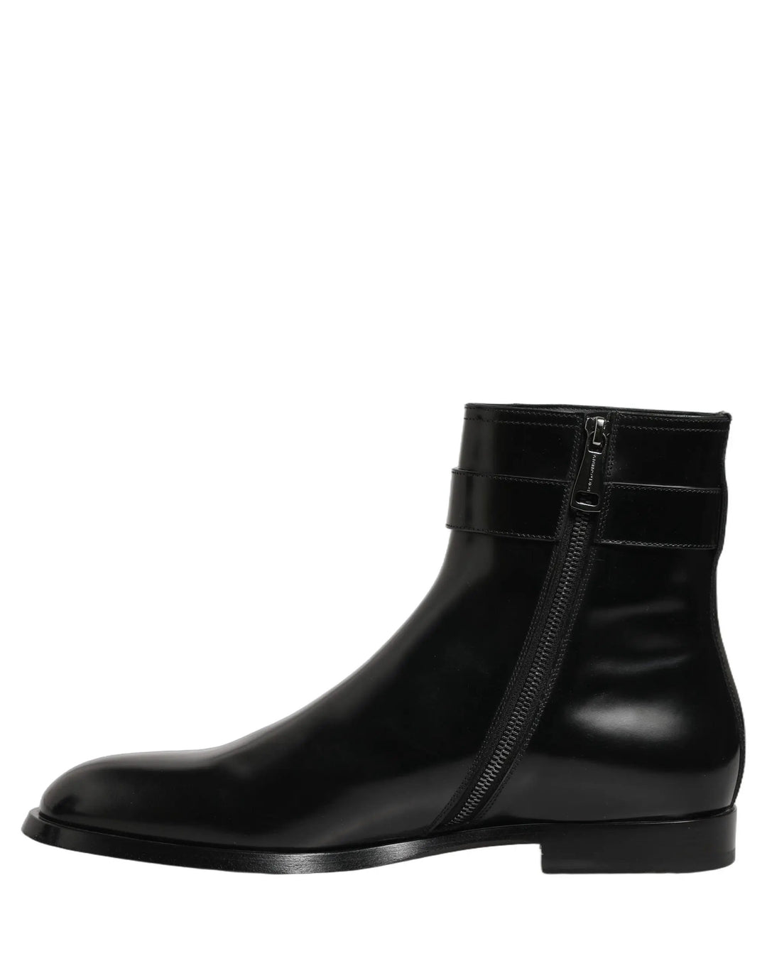 Dolce &amp; Gabbana Sample Sale | Dolce &amp; Gabbana Black Leather Logo Buckle Mid Calf Boots Shoes - | Designer outlet