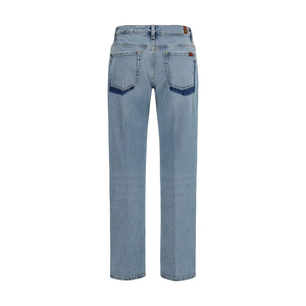 7FOR Sample Sale | 7FOR Blue Cotton Straight-Leg Jeans - | Designer outlet
