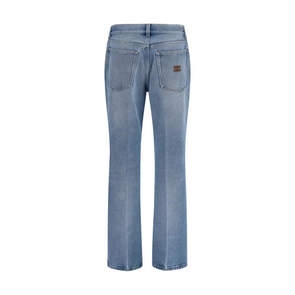 Miu Miu Sample Sale | Miu Miu Blue Polyester Relaxed Fit Jeans - | Designer outlet