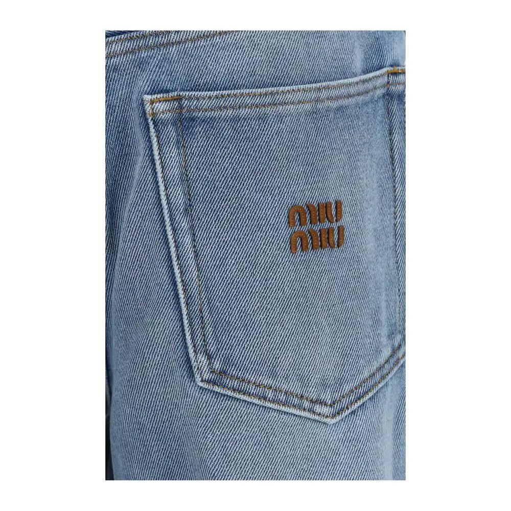 Miu Miu Sample Sale | Miu Miu Blue Polyester Relaxed Fit Jeans - | Designer outlet