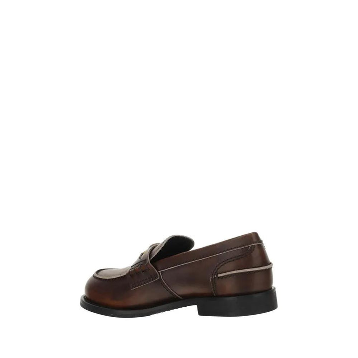 Miu Miu Sample Sale | Miu Miu Brown Calf Leather Bos Taurus Slip-On Loafers - | Designer outlet