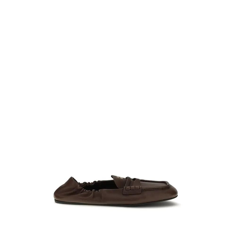 Miu Miu Sample Sale | Miu Miu Brown Lamb Ovis Aries Aries Slip-On Loafers - | Designer outlet