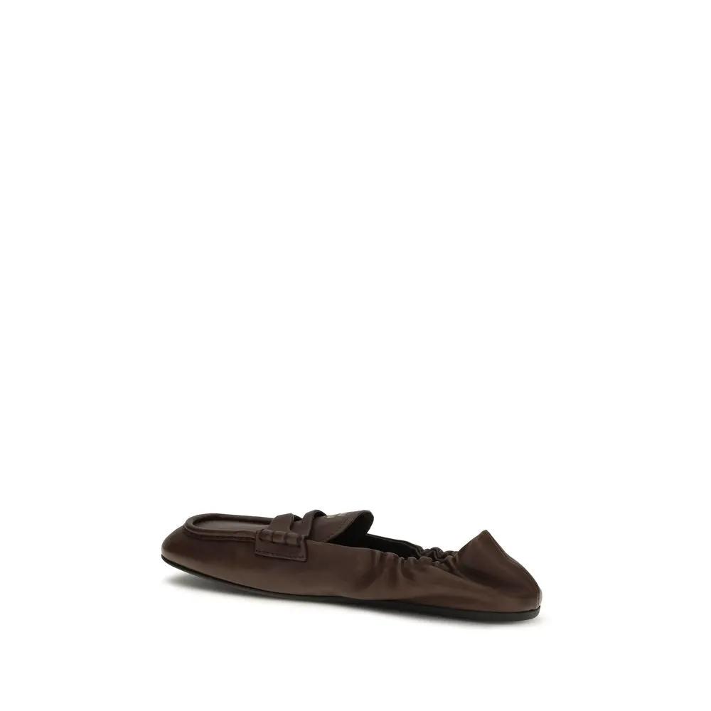Miu Miu Sample Sale | Miu Miu Brown Lamb Ovis Aries Aries Slip-On Loafers - | Designer outlet