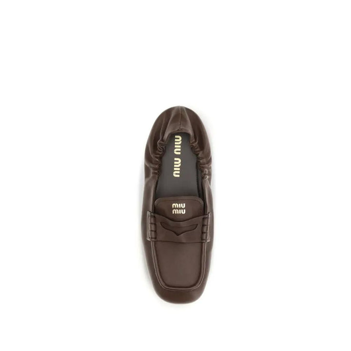 Miu Miu Sample Sale | Miu Miu Brown Lamb Ovis Aries Aries Slip-On Loafers - | Designer outlet
