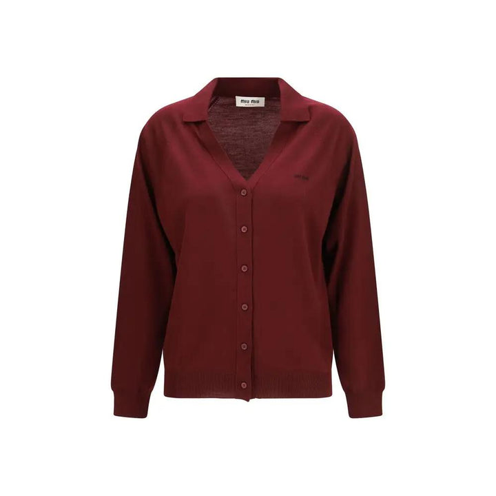 Miu Miu Sample Sale | Miu Miu Bordeaux Wool Oves Aries Cardigan - | Designer outlet