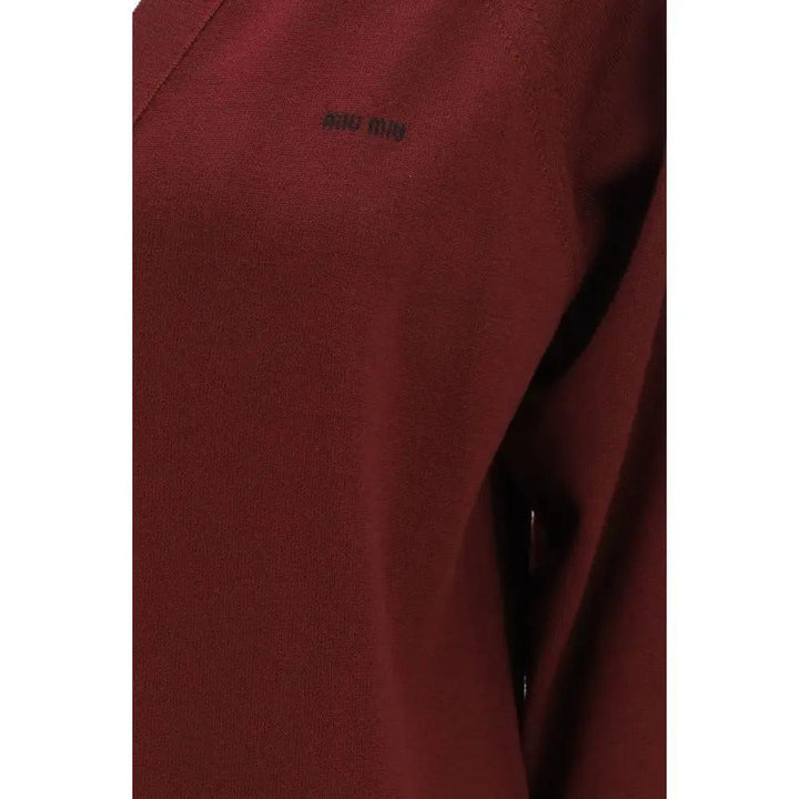 Miu Miu Sample Sale | Miu Miu Bordeaux Wool Oves Aries Cardigan - | Designer outlet