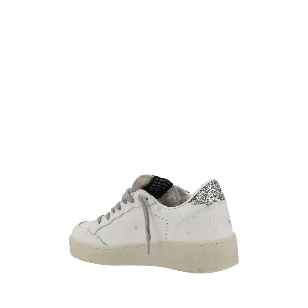 Golden Goose Sample Sale | Golden Goose Silver Calf Leather Bos Taurus Low Top Sneakers - | Designer outlet