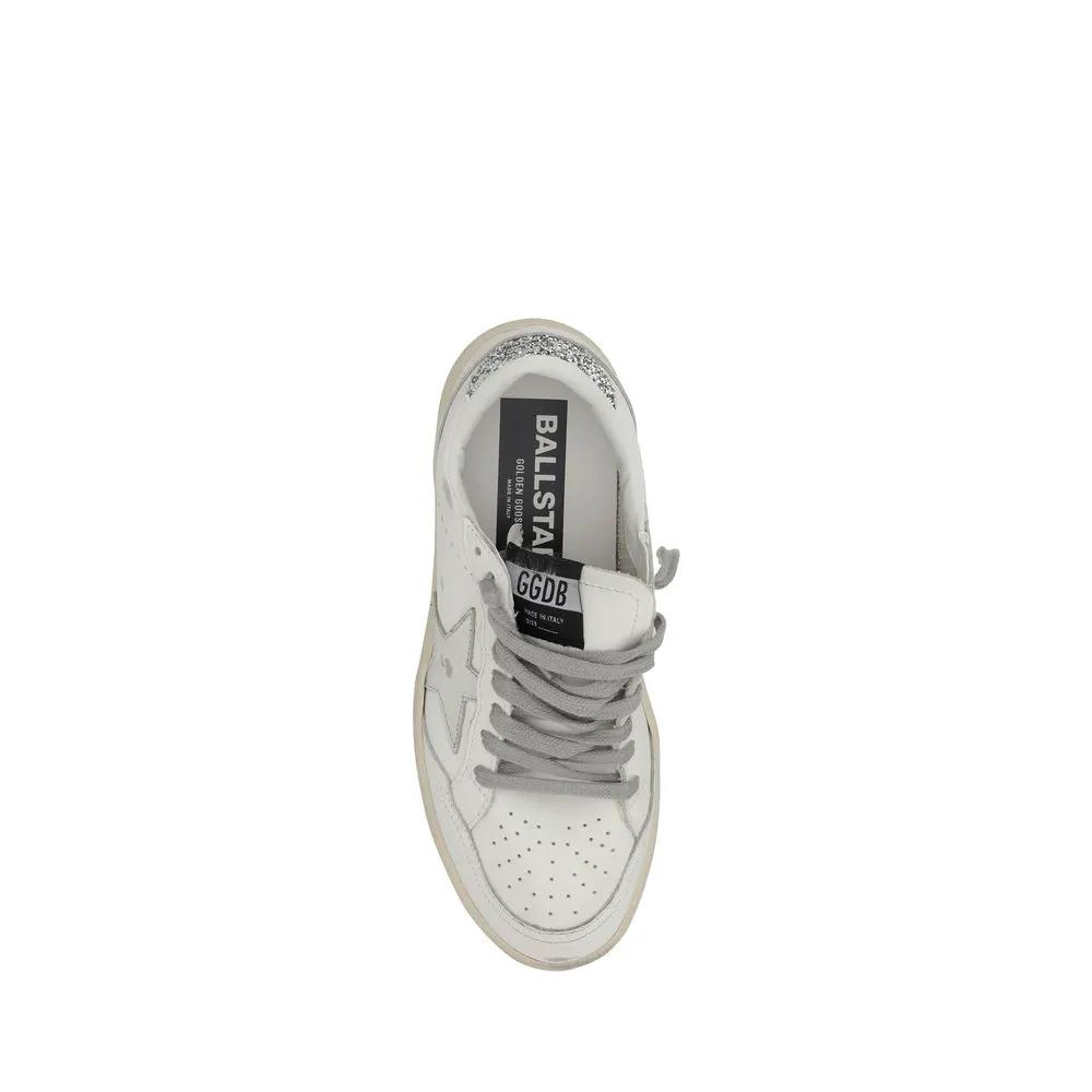 Golden Goose Sample Sale | Golden Goose Silver Calf Leather Bos Taurus Low Top Sneakers - | Designer outlet