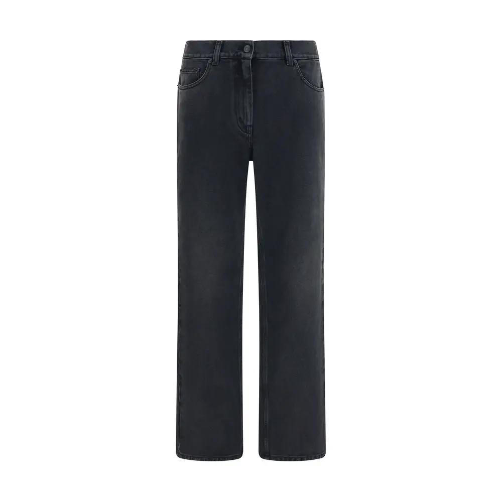 The Row Sample Sale | The Row Black Cotton Straight-Leg Jeans - | Designer outlet