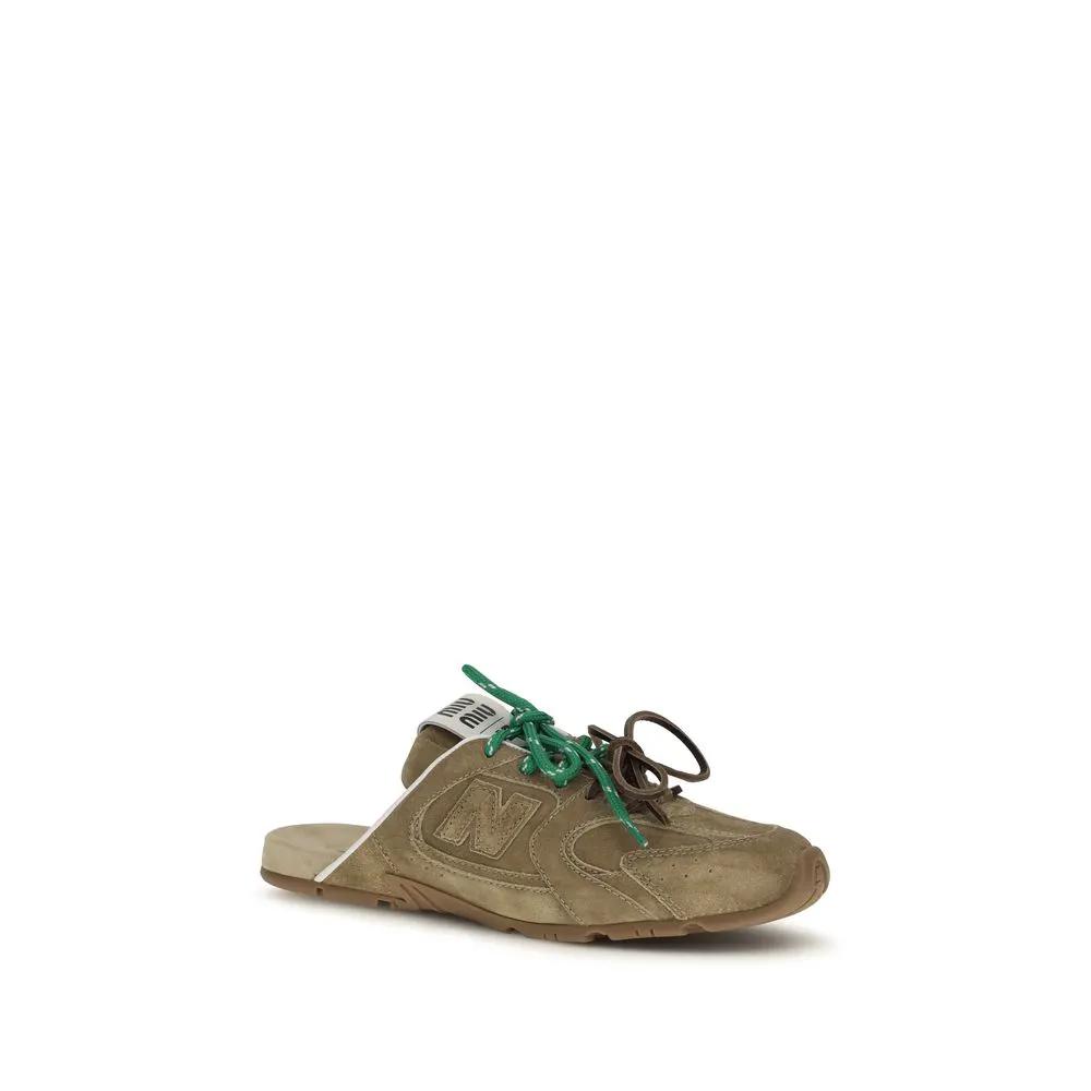 Miu Miu Sample Sale | Miu Miu Beige Calf Leather Bos Taurus Athletic Sneakers - | Designer outlet