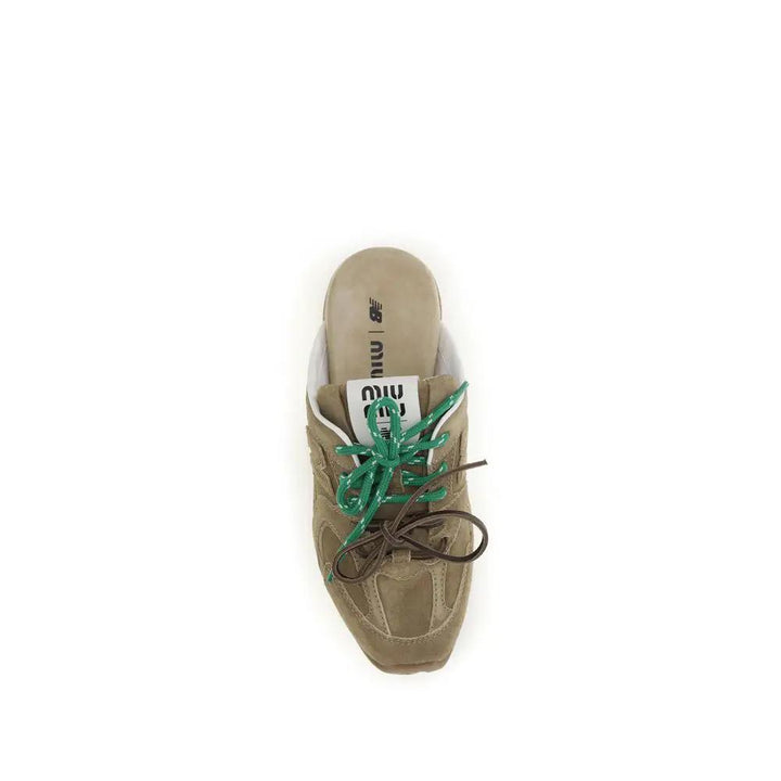 Miu Miu Sample Sale | Miu Miu Beige Calf Leather Bos Taurus Athletic Sneakers - | Designer outlet