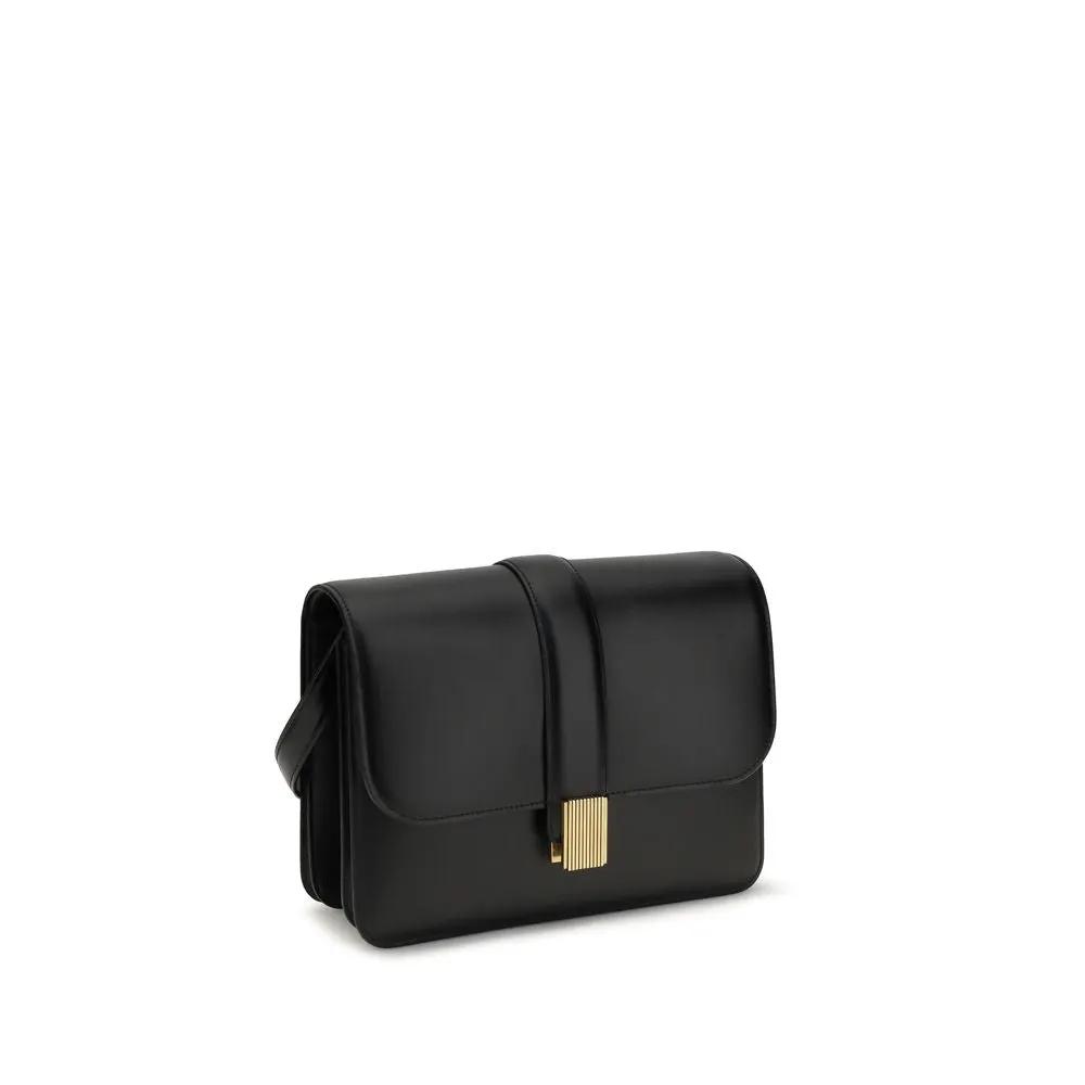 Khaite Sample Sale | Khaite Black Calf Leather Bos Taurus Shoulder Bag - | Designer outlet