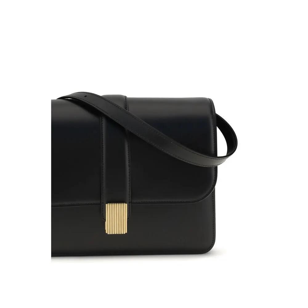Khaite Sample Sale | Khaite Black Calf Leather Bos Taurus Shoulder Bag - | Designer outlet