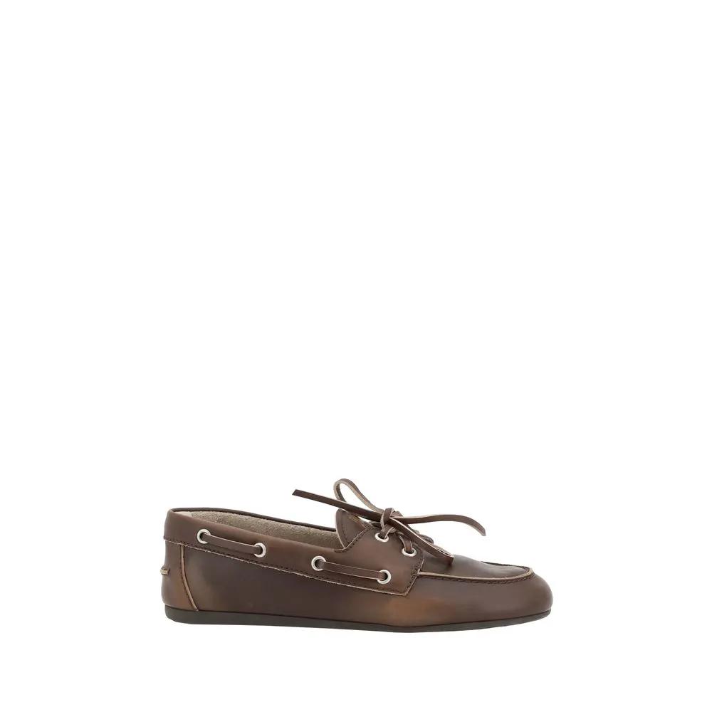 Miu Miu Sample Sale | Miu Miu Brown Calf Leather Bos Taurus Slip-On Loafers - | Designer outlet