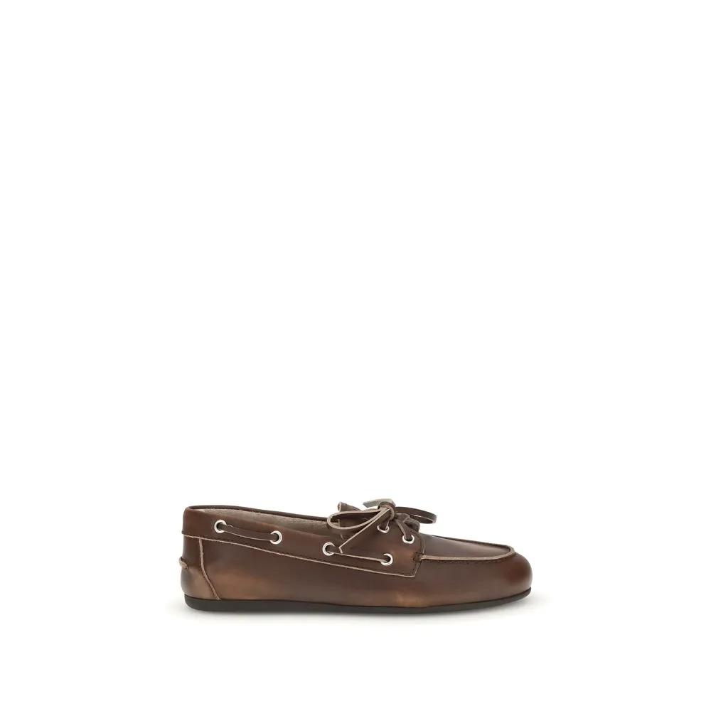 Miu Miu Sample Sale | Miu Miu Brown Calf Leather Bos Taurus Slip-On Loafers - | Designer outlet