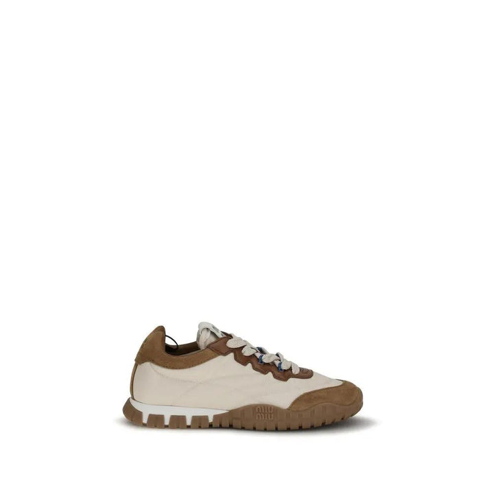 Miu Miu Sample Sale | Miu Miu Beige Polyamide Athletic Sneakers - | Designer outlet