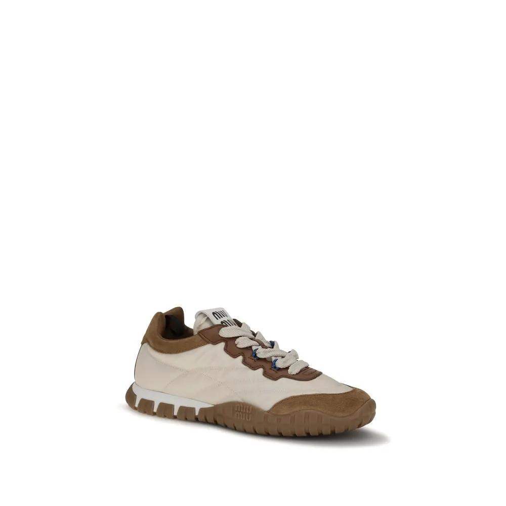 Miu Miu Sample Sale | Miu Miu Beige Polyamide Athletic Sneakers - | Designer outlet