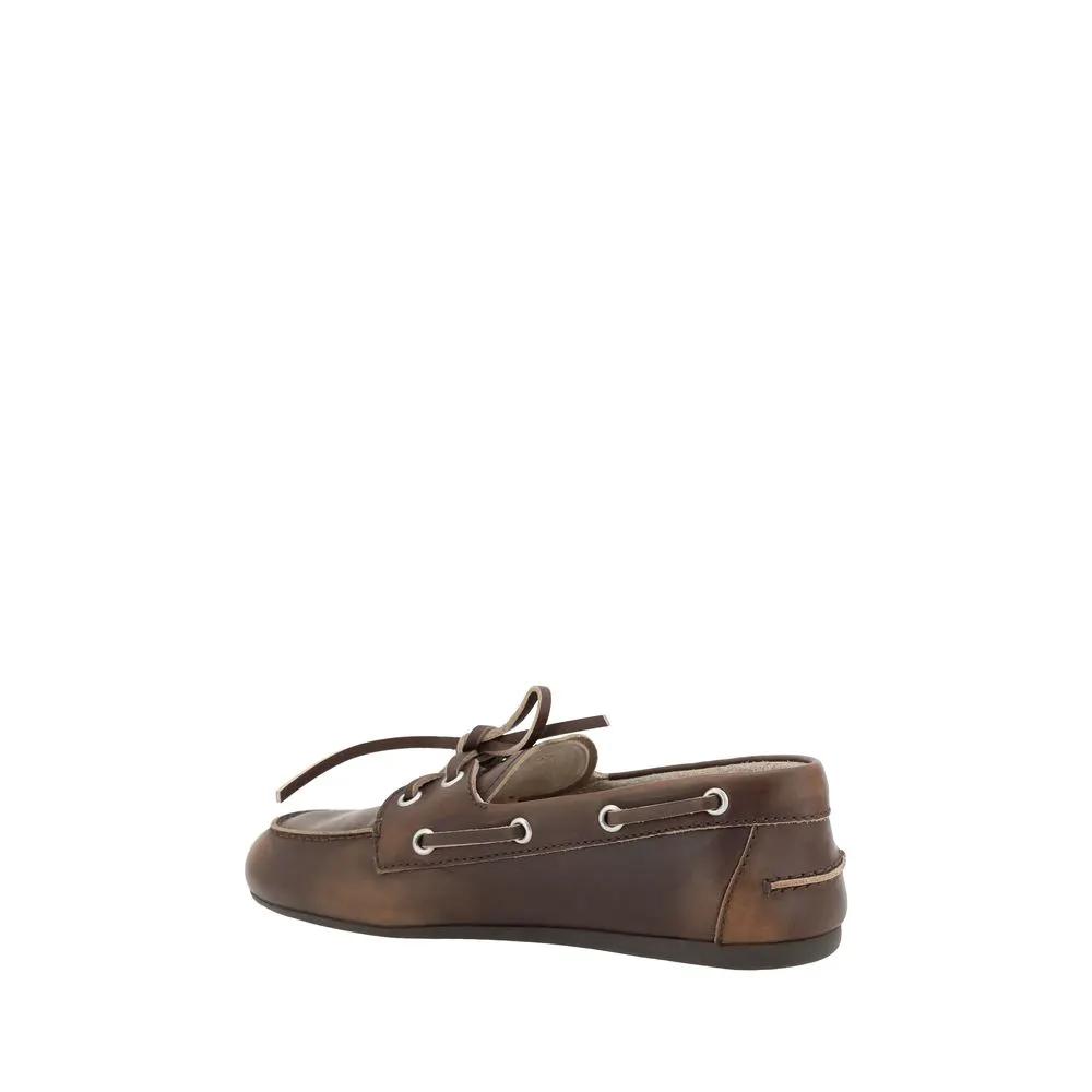 Miu Miu Sample Sale | Miu Miu Brown Calf Leather Bos Taurus Slip-On Loafers - | Designer outlet