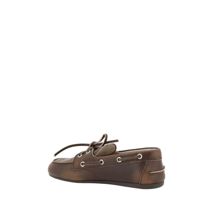 Miu Miu Sample Sale | Miu Miu Brown Calf Leather Bos Taurus Slip-On Loafers - | Designer outlet