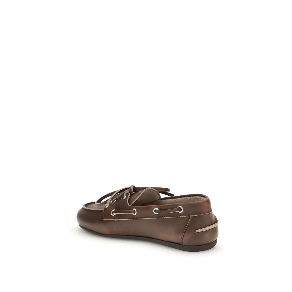 Miu Miu Sample Sale | Miu Miu Brown Calf Leather Bos Taurus Slip-On Loafers - | Designer outlet