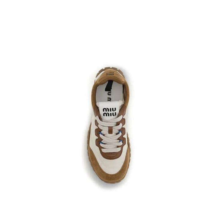 Miu Miu Sample Sale | Miu Miu Beige Polyamide Athletic Sneakers - | Designer outlet
