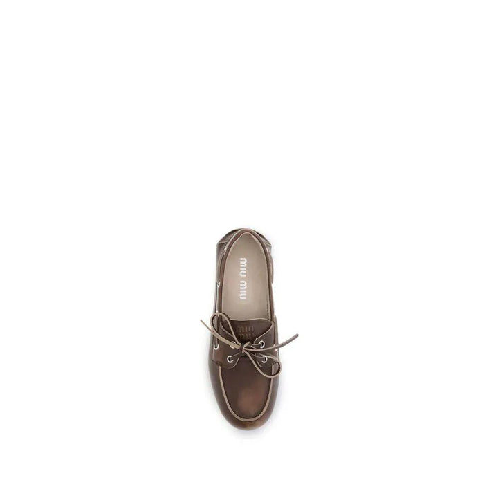 Miu Miu Sample Sale | Miu Miu Brown Calf Leather Bos Taurus Slip-On Loafers - | Designer outlet