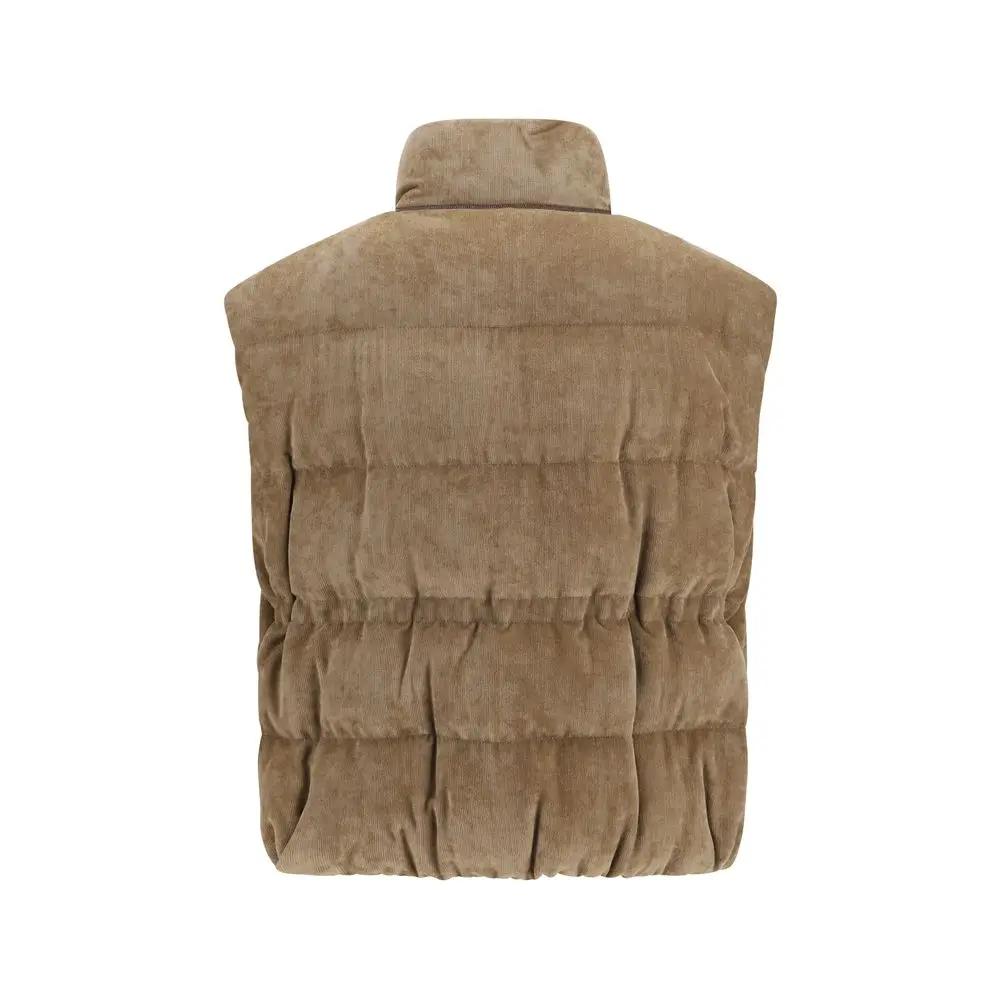 Brunello Cucinelli Sample Sale | Brunello Cucinelli Beige Viscose Sleeveless Jacket - | Designer outlet