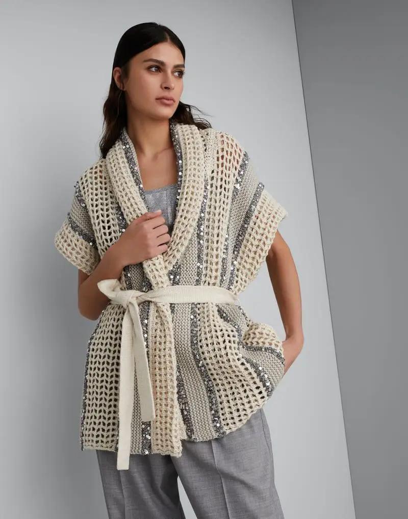 Brunello Cucinelli Sample Sale | Brunello Cucinelli Bicolor Fibres Sleeveless Jacket - | Designer outlet