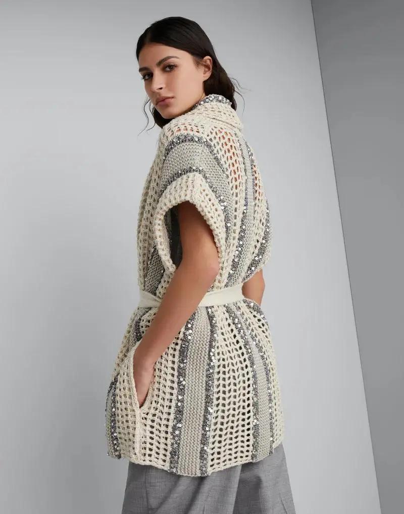 Brunello Cucinelli Sample Sale | Brunello Cucinelli Bicolor Fibres Sleeveless Jacket - | Designer outlet