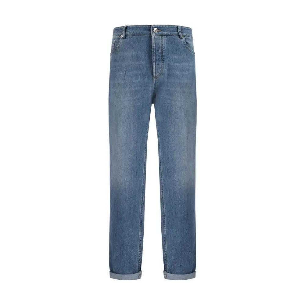 Brunello Cucinelli Sample Sale | Brunello Cucinelli Blue Cotton Straight-Leg Jeans - | Designer outlet