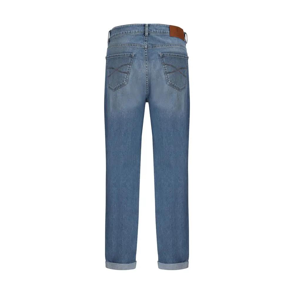 Brunello Cucinelli Sample Sale | Brunello Cucinelli Blue Cotton Straight-Leg Jeans - | Designer outlet