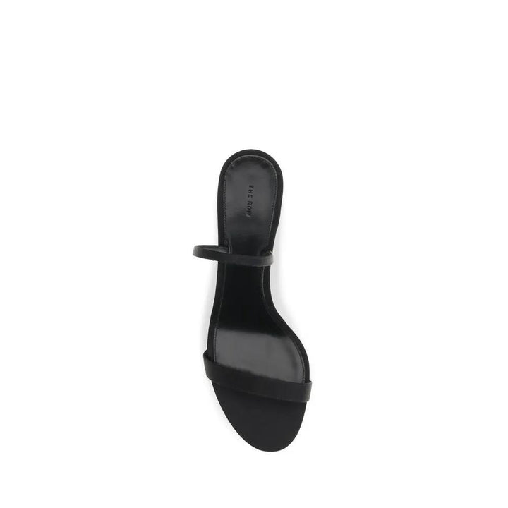 The Row Black Calf Leather Bos Taurus Stiletto Heel Sandals