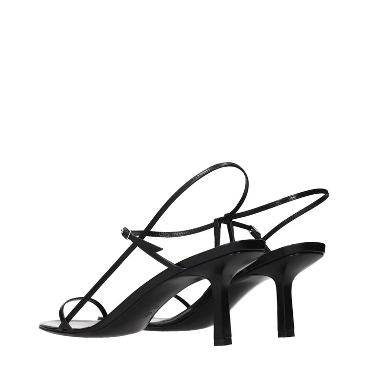 The Row Black Leather Stiletto Heel Sandals