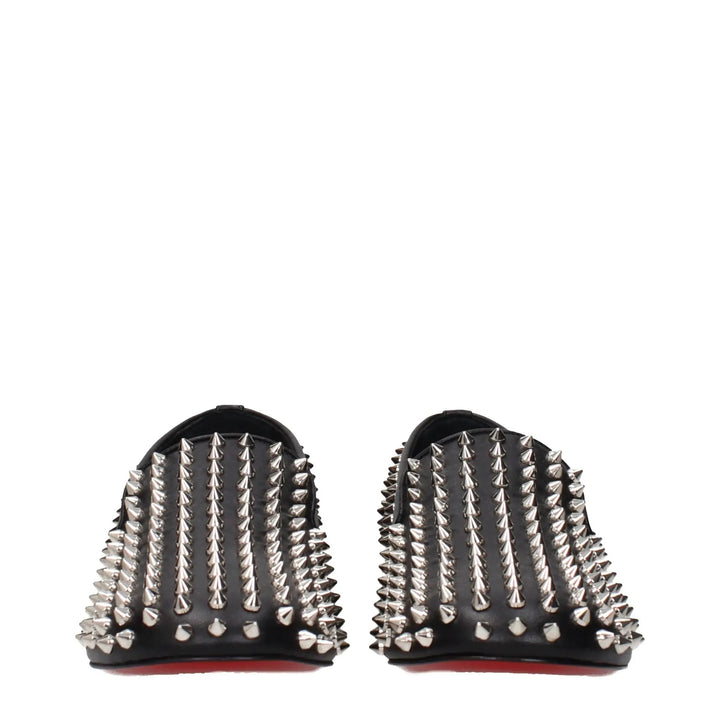 Christian Louboutin Black Leather Slip-On Loafers
