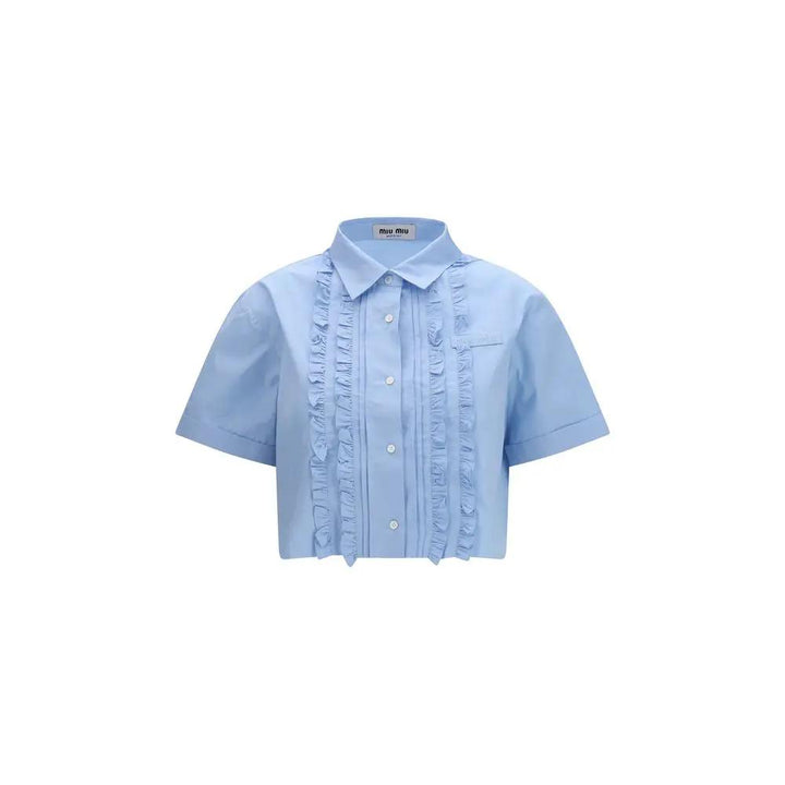 Miu Miu Blue Cotton Shortsleeve Shirt