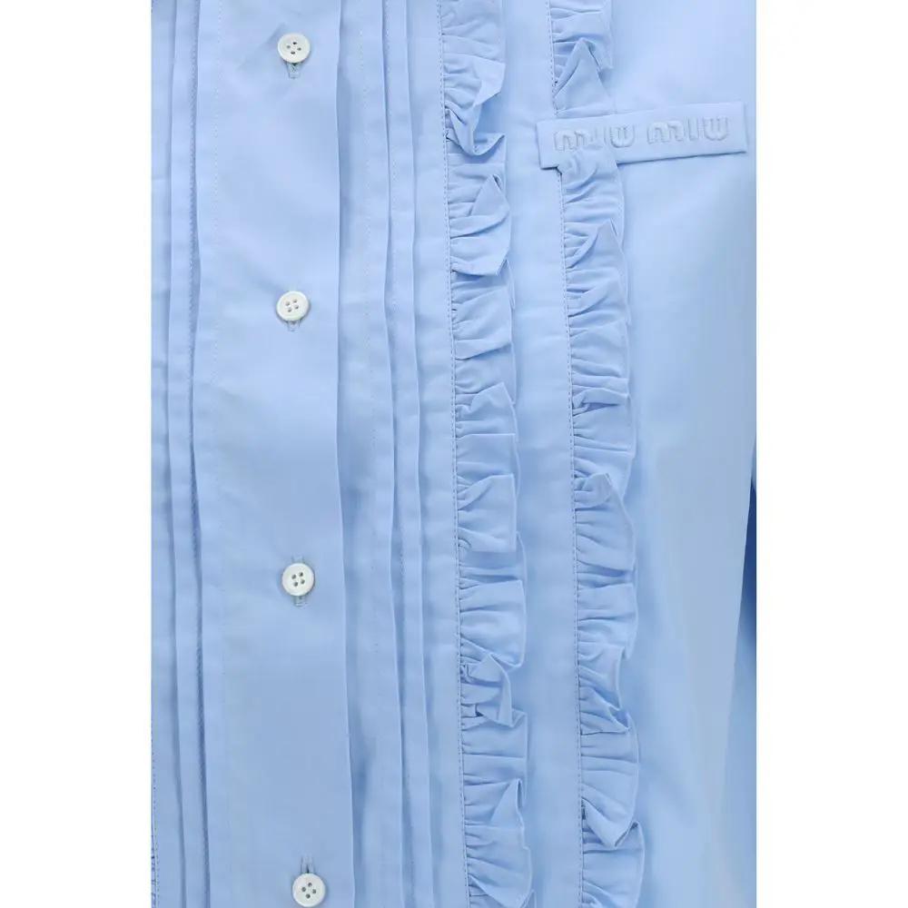 Miu Miu Blue Cotton Shortsleeve Shirt