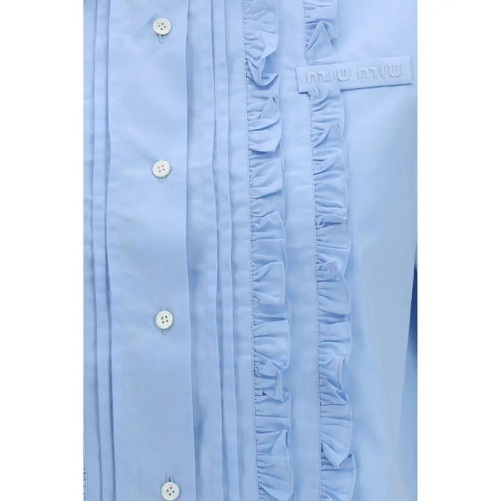 Miu Miu Blue Cotton Shortsleeve Shirt