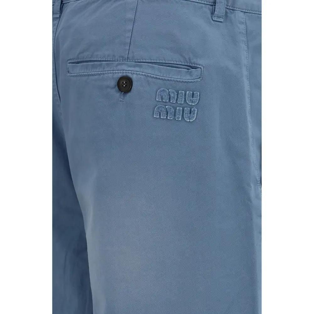 Miu Miu Blue Cotton Casual Pants
