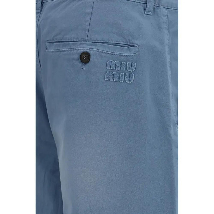 Miu Miu Blue Cotton Casual Pants