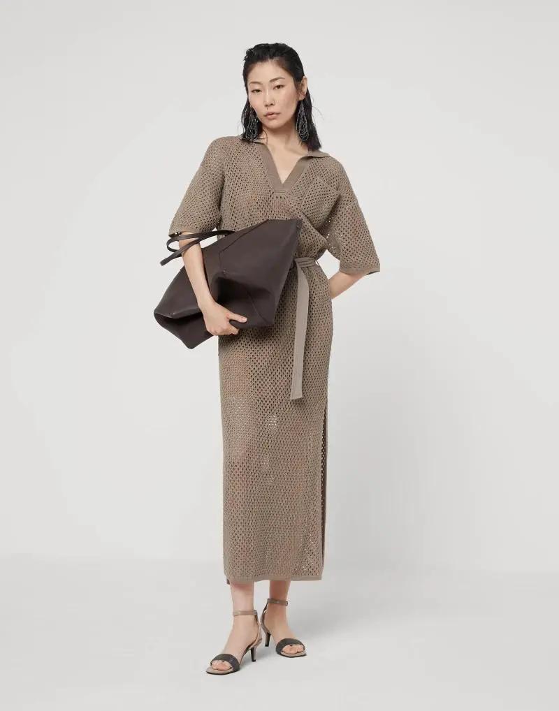 Brunello Cucinelli Brown Cotton Casual Dress
