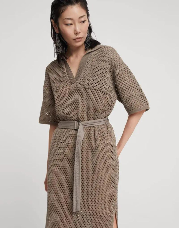 Brunello Cucinelli Brown Cotton Casual Dress