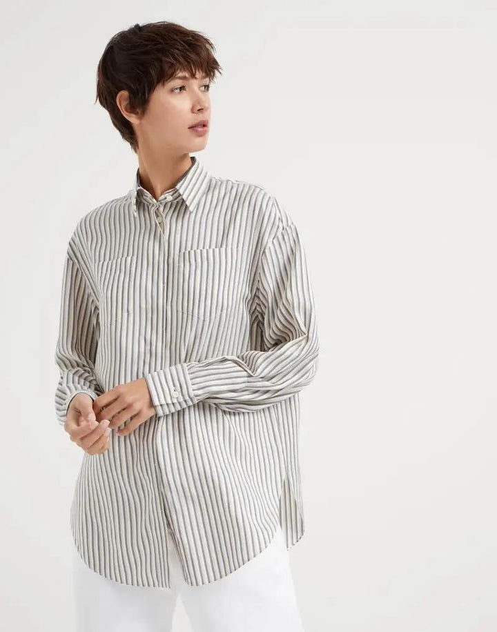 Brunello Cucinelli Multicolor Silk Pattern Shirt