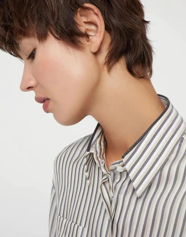 Brunello Cucinelli Multicolor Silk Pattern Shirt