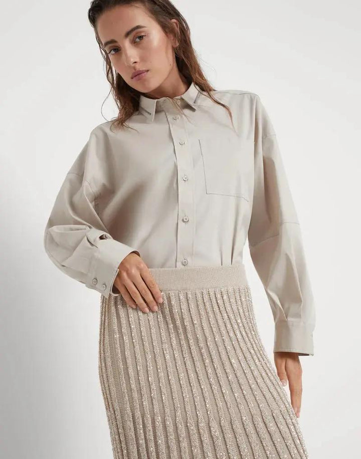 Brunello Cucinelli Bicolor Polyamide Long Skirt