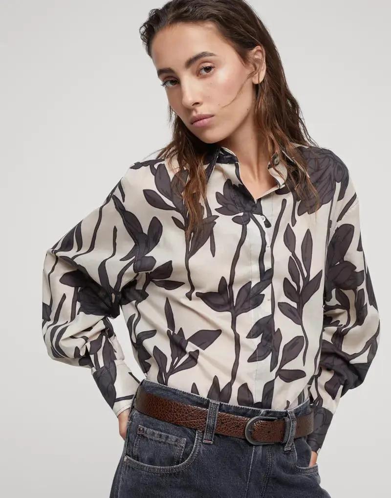 Brunello Cucinelli Bicolor Cotton Pattern Shirt