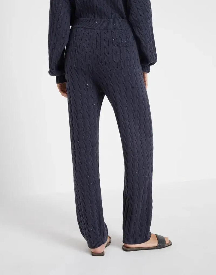 Brunello Cucinelli Blue Cotton Casual Pants