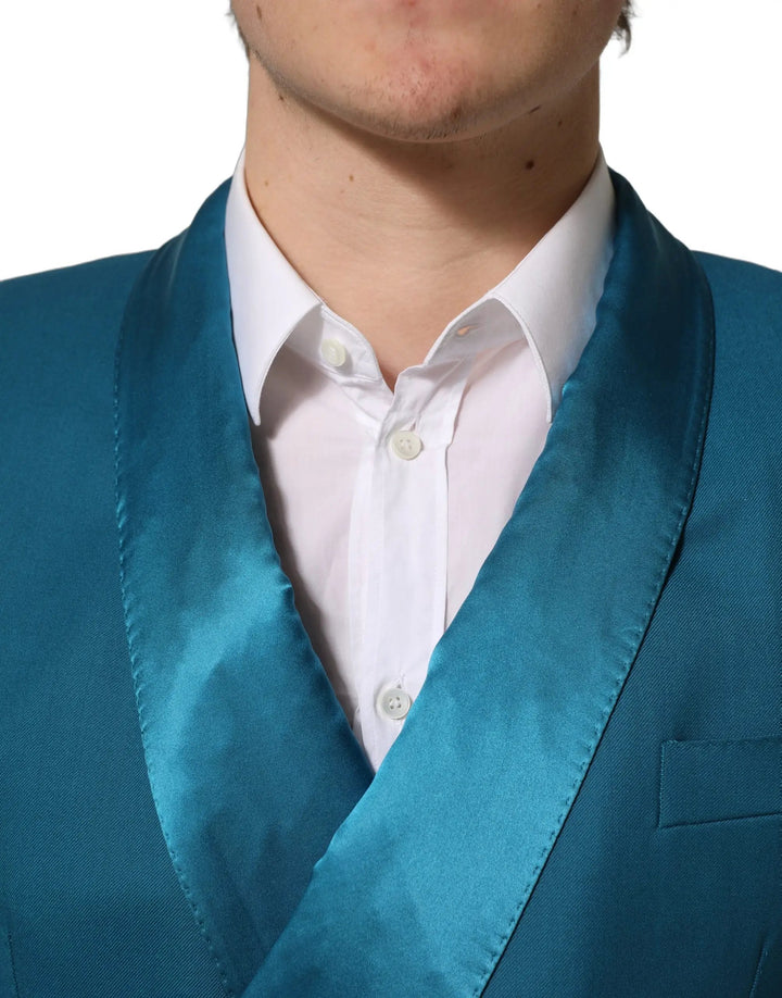 Dolce &amp; Gabbana Sample Sale | Dolce &amp; Gabbana Teal Wool Double Breasted Formal Coat Blazer - | Designer outlet